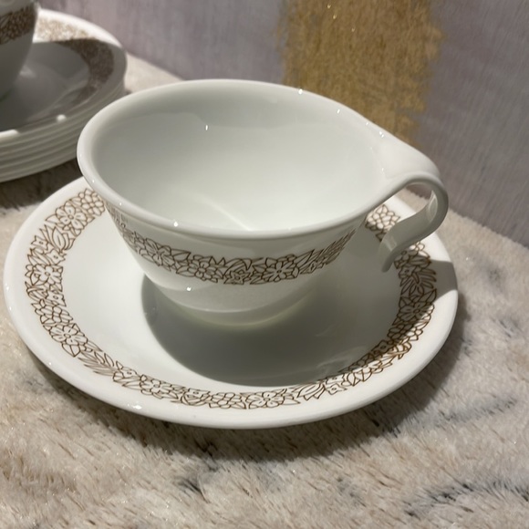 Set of 8 plates/cups vintage Corelle by  Corning. Woodland 1980’s. 💓🎁💝 - Picture 3 of 9